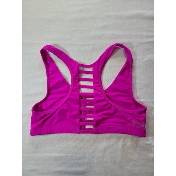 VS Pink Bright Pink Strappy Racerback Sports Bra Size S Ladder Back Style - Picture 2 of 5